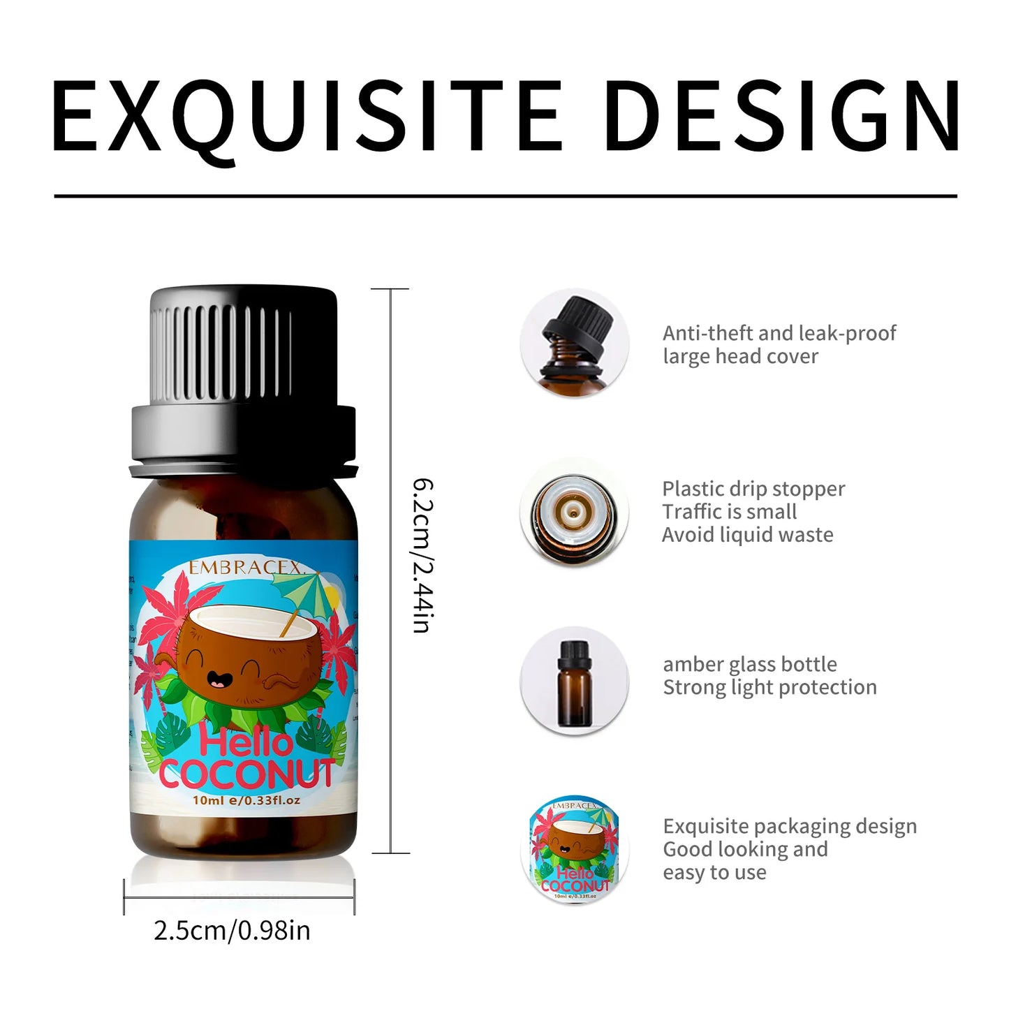 10ml Coconut Essential Oils Summer Fragrance Coconut Perfume Coconut Parfum Long Lasting Perfume Candle Making For Women